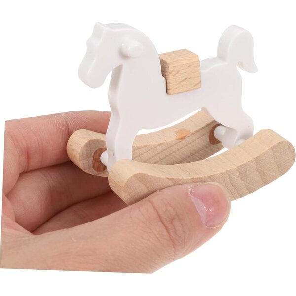 UPKOCH Mini Cavallo a Dondolo in Legno per Casa delle Bambole - Decorazione Realistica