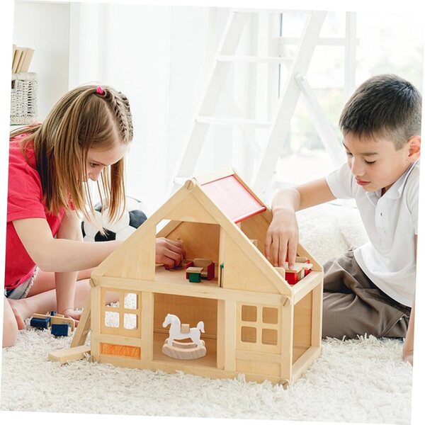 UPKOCH Mini Cavallo a Dondolo in Legno per Casa delle Bambole - Decorazione Realistica