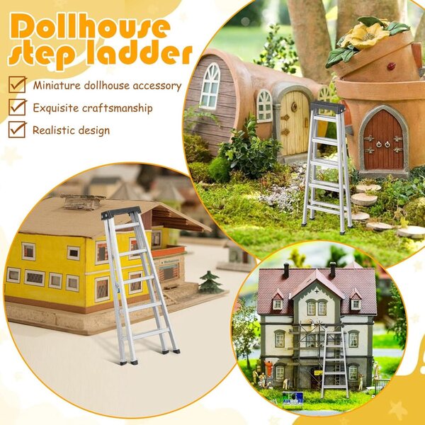 Kunststoffleiter für Puppenhaus, Miniatur, 10 x 3,8 x 2,5 cm, mehrfarbig