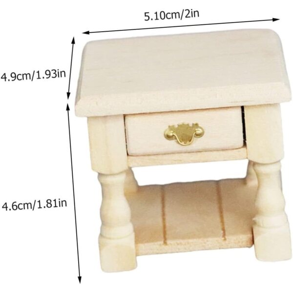 UPKOCH Mini Tavolino Notte Vintage con Cassetto - Mobiletto Decorativo per Casa delle Bambole