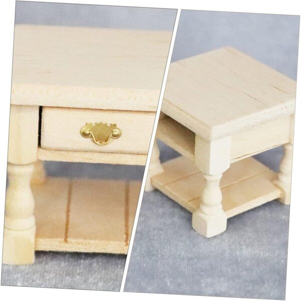 UPKOCH Mini Tavolino Notte Vintage con Cassetto - Mobiletto Decorativo per Casa delle Bambole