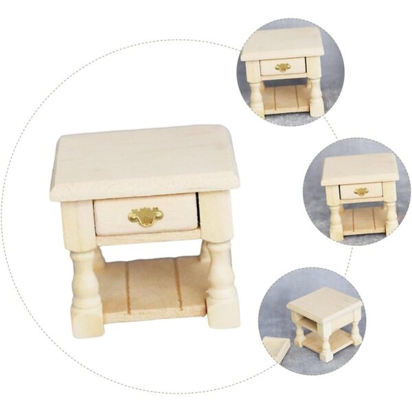 UPKOCH Mini Tavolino Notte Vintage con Cassetto - Mobiletto Decorativo per Casa delle Bambole