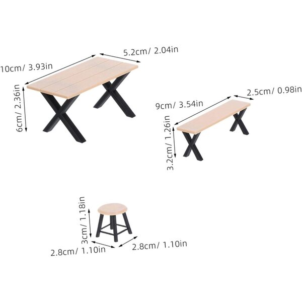 BESTonZON Set di 4 Pezzi Miniature Mobili per Casa delle Bambole Tavolo e Sedie Kaki