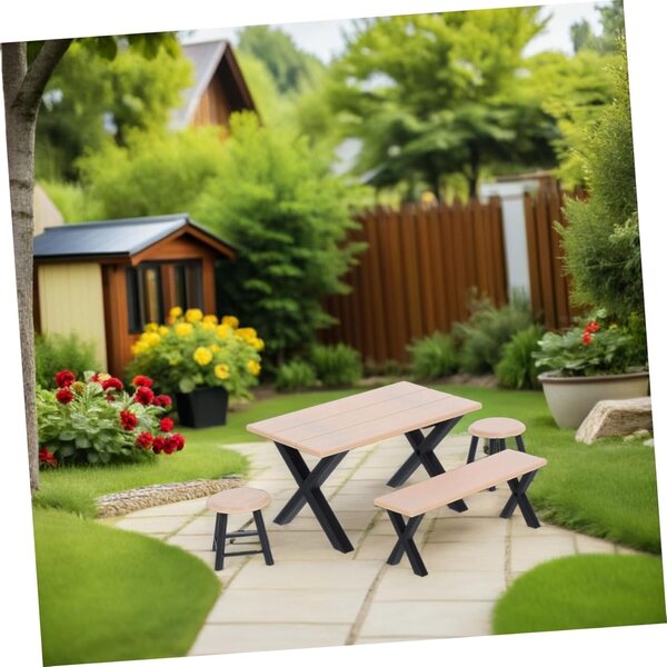 BESTonZON Set di 4 Pezzi Miniature Mobili per Casa delle Bambole Tavolo e Sedie Kaki