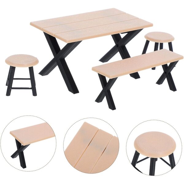 BESTonZON Set di 4 Pezzi Miniature Mobili per Casa delle Bambole Tavolo e Sedie Kaki