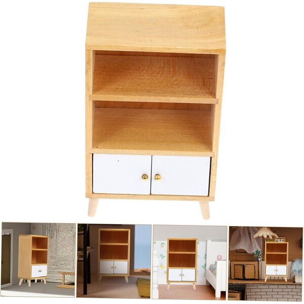 UPKOCH Mini Biblioteca in Legno per Casa delle Bambole, Piccolo Mobile Decorativo