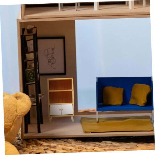 UPKOCH Mini Biblioteca in Legno per Casa delle Bambole, Piccolo Mobile Decorativo