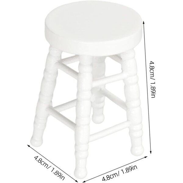 Tabouret Miniatur Weiß für Puppenhaus, realistisches Miniaturzubehör