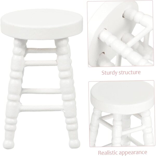 Tabouret Miniatur Weiß für Puppenhaus, realistisches Miniaturzubehör