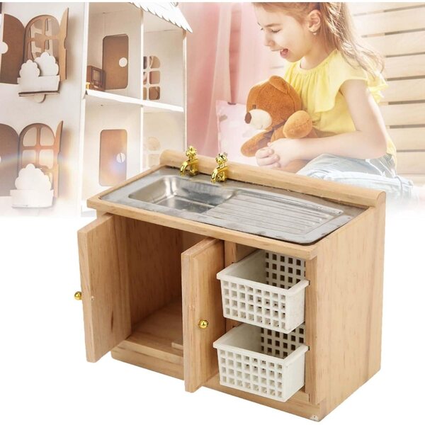 Acouto Mobili Miniatura Casa Bambole 1:12 - Tavolo Lavabo in Legno di Betulla