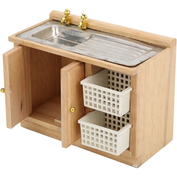 Acouto Mobili Miniatura Casa Bambole 1:12 - Tavolo Lavabo in Legno di Betulla