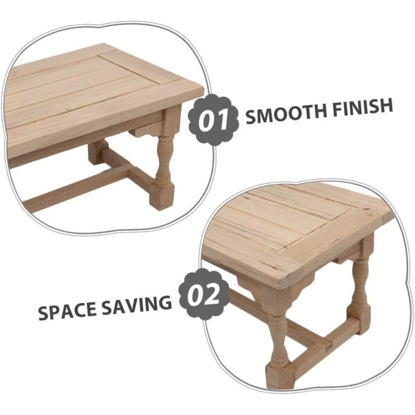 NOLITOY Tavolo Miniatura in Legno per Casa delle Bambole 15x7,5x6,5 cm Beige