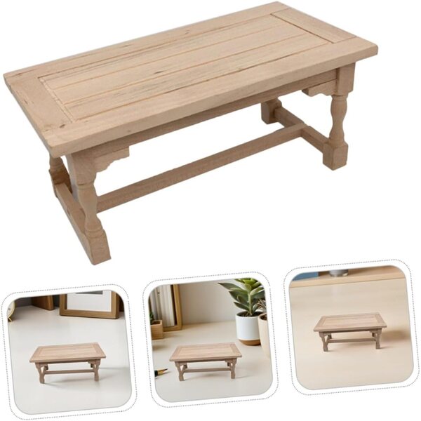 NOLITOY Tavolo Miniatura in Legno per Casa delle Bambole 15x7,5x6,5 cm Beige
