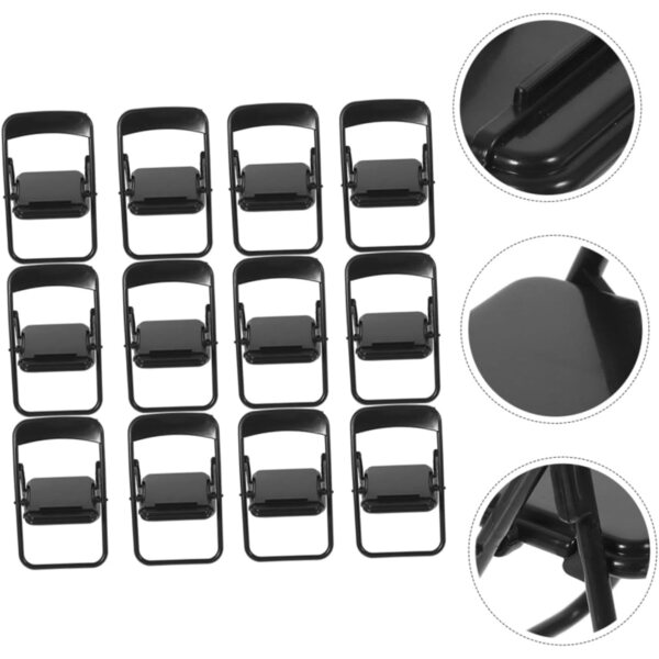 Set mit 15 schwarzen Mini-Klappstühlen für Puppenhäuser und Telefonständer