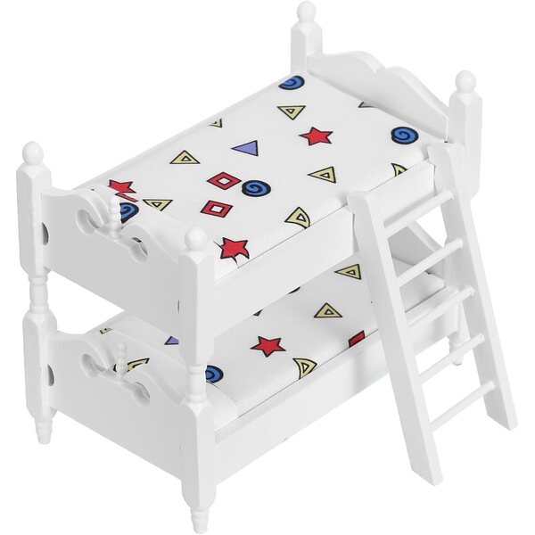 Mini letto a castello in legno per casa delle bambole, mobilio decorativo realistico