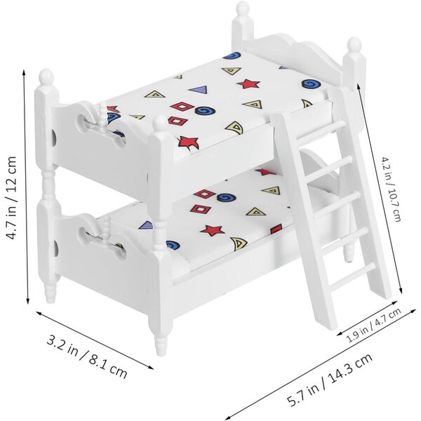 Mini letto a castello in legno per casa delle bambole, mobilio decorativo realistico