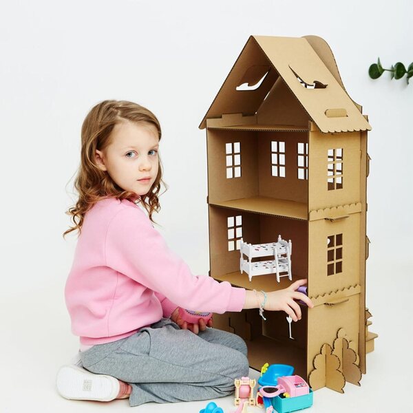 Mini letto a castello in legno per casa delle bambole, mobilio decorativo realistico