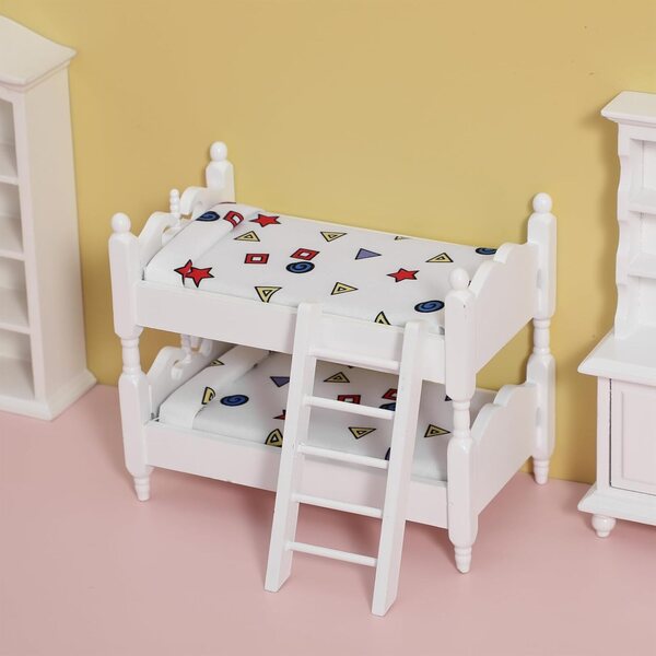 Mini letto a castello in legno per casa delle bambole, mobilio decorativo realistico