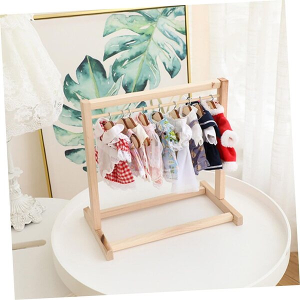 HEMOTON Set 8 Appendini in Legno per Bambole Beige, Elegante e Pratico per Casa delle Bambole