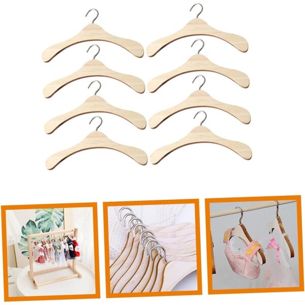 HEMOTON Set 8 Appendini in Legno per Bambole Beige, Elegante e Pratico per Casa delle Bambole