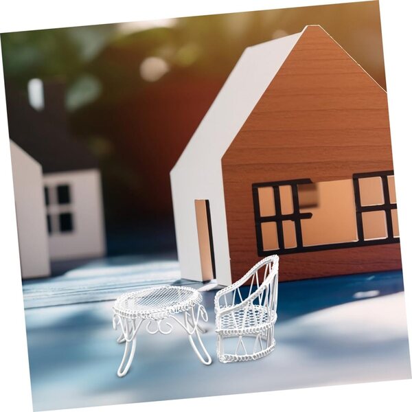 GALPADA Mini Mobili per Casa delle Bambole con Tavolino e Sedie Miniature Bianche
