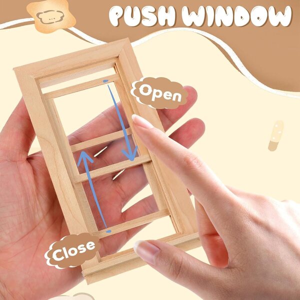 BESPORTBLE 1:12 Miniatur-Hausfenster aus Holz, langlebiges dekoratives Accessoire