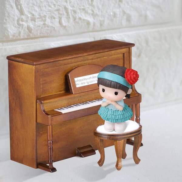 YARNOW Mini Pianoforte in Legno con Sgabello per Casa delle Bambole, Accessori Decorativi