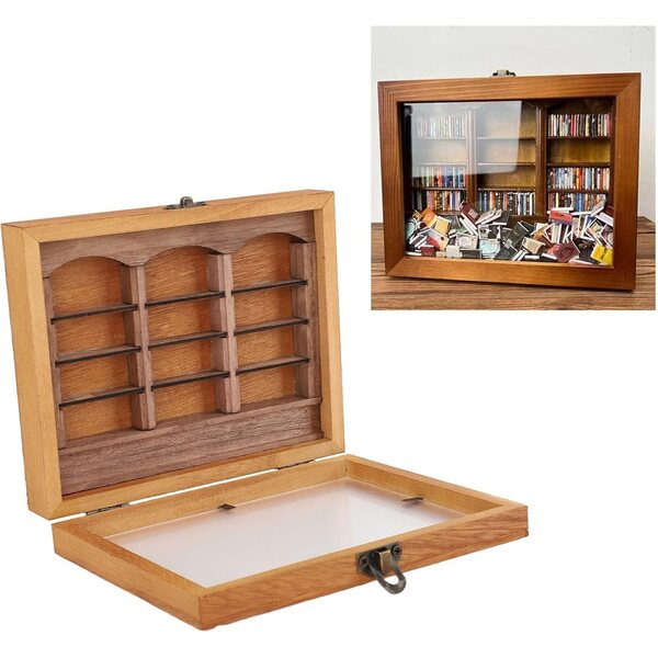 Ausla Biblioteca Miniatura in Legno Massello con 196 Libri Piegati, Decorazione Anti-Stress e Artistica