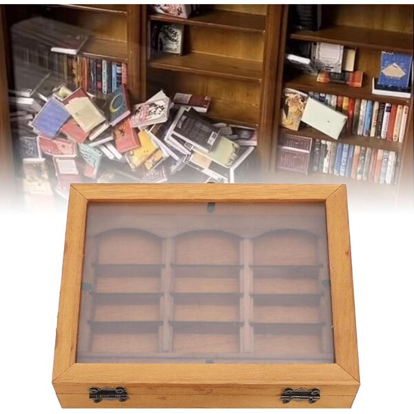 Ausla Biblioteca Miniatura in Legno Massello con 196 Libri Piegati, Decorazione Anti-Stress e Artistica
