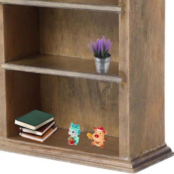 Alasum Mini Libreria in Legno Vintage per Casa delle Bambole 16x9x4 cm