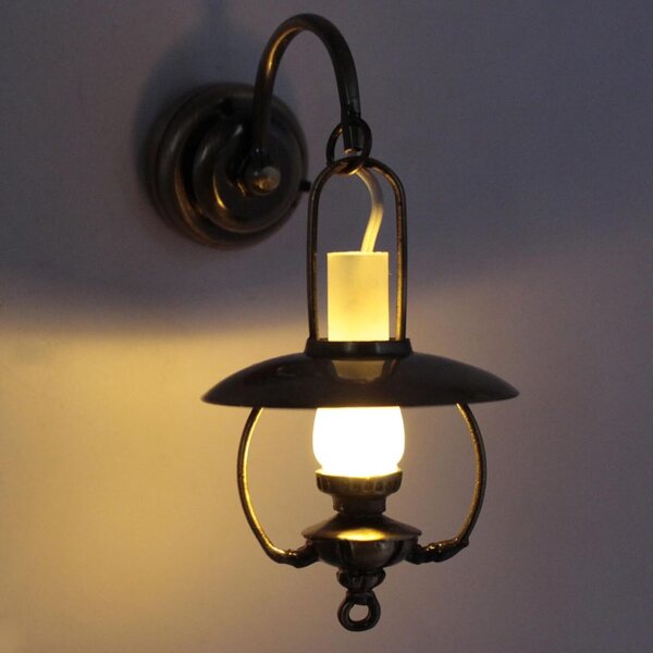 Applique Murale Vintage a Kerosene per Casa delle Bambole 1:12 LED Realistica