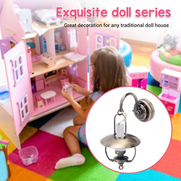 Applique Murale Vintage a Kerosene per Casa delle Bambole 1:12 LED Realistica