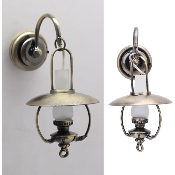 Applique Murale Vintage a Kerosene per Casa delle Bambole 1:12 LED Realistica