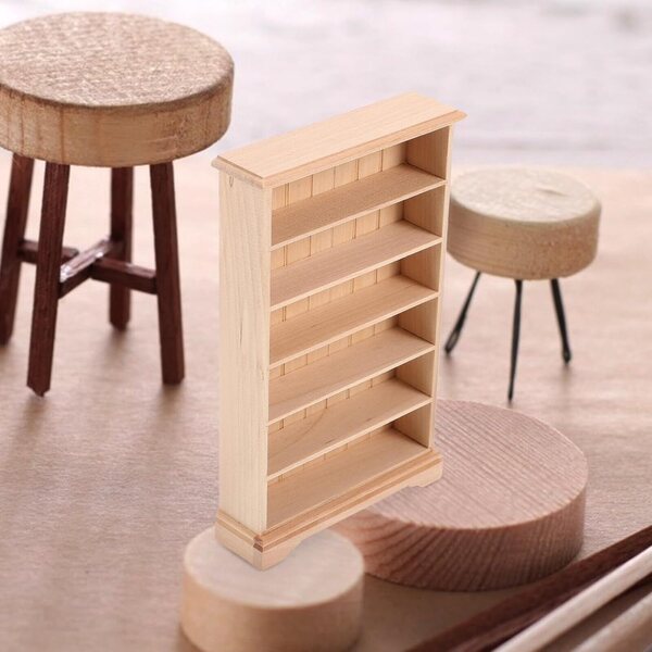 Bücherregal aus Holz für Puppenhäuser, Miniatur 16x10x2,7 cm HEALSOPTHY