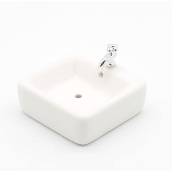 Mini Lavandino in Ceramica Bianco per Casa delle Bambole 1:12, Accessorio Realistico