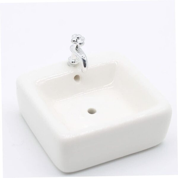 Mini Lavandino in Ceramica Bianco per Casa delle Bambole 1:12, Accessorio Realistico