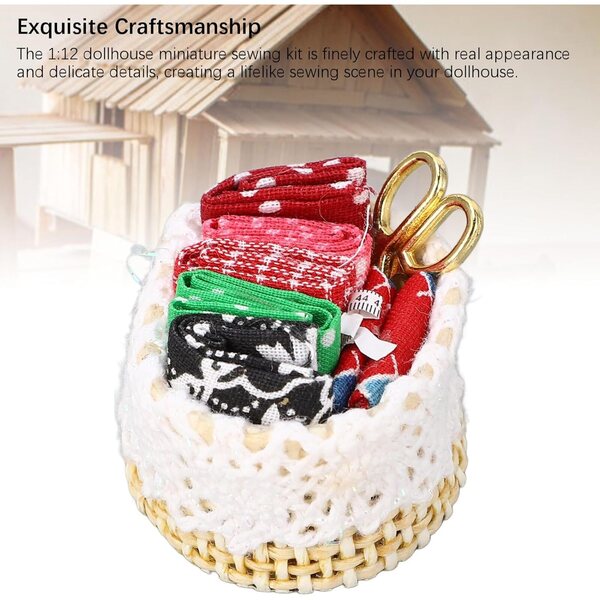 CHICIRIS 1:12 Puppenhaus-Miniatur-Nähset, realistisches Stoff- und Bambusdesign