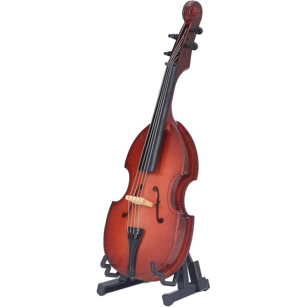 Mini-Violin aus Lindenholz mit Ständer, detaillierter und tragbarer musikalischer Dekoration