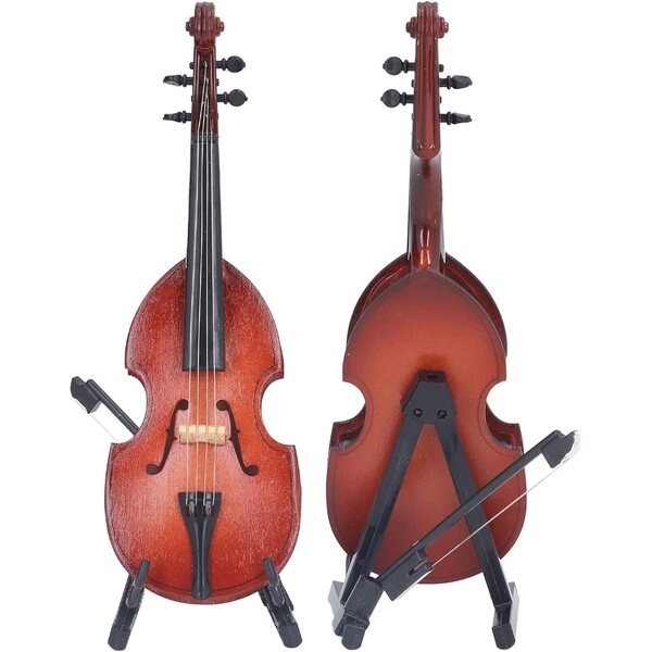 Mini-Violin aus Lindenholz mit Ständer, detaillierter und tragbarer musikalischer Dekoration