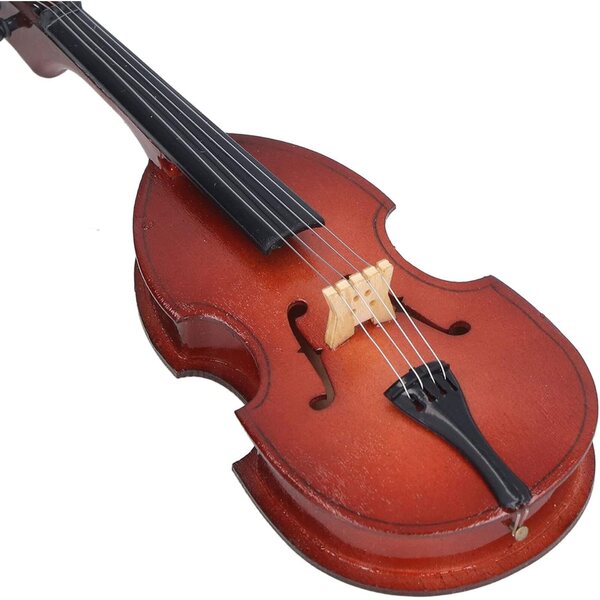 Mini-Violin aus Lindenholz mit Ständer, detaillierter und tragbarer musikalischer Dekoration