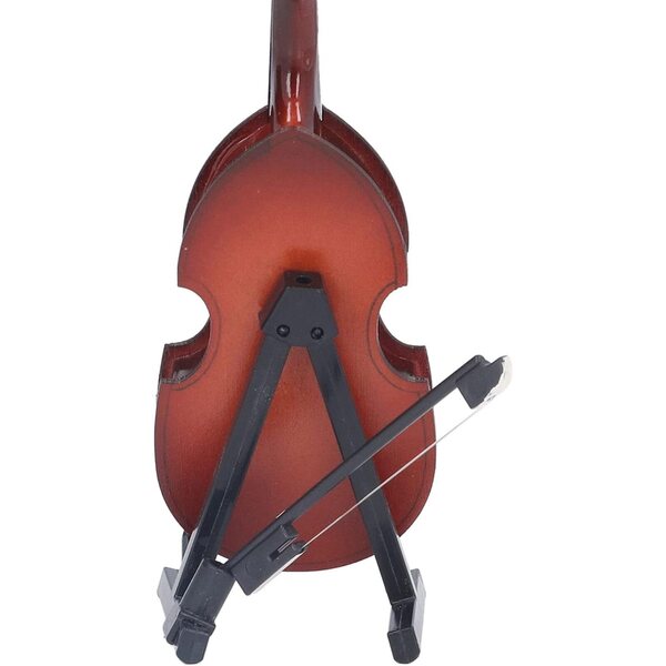 Mini-Violin aus Lindenholz mit Ständer, detaillierter und tragbarer musikalischer Dekoration