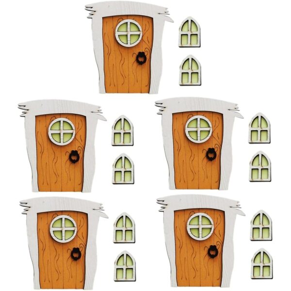 STOBOK Set mit 5 Miniatur-Holztüren und -fenstern, Feengarten-Dekoration