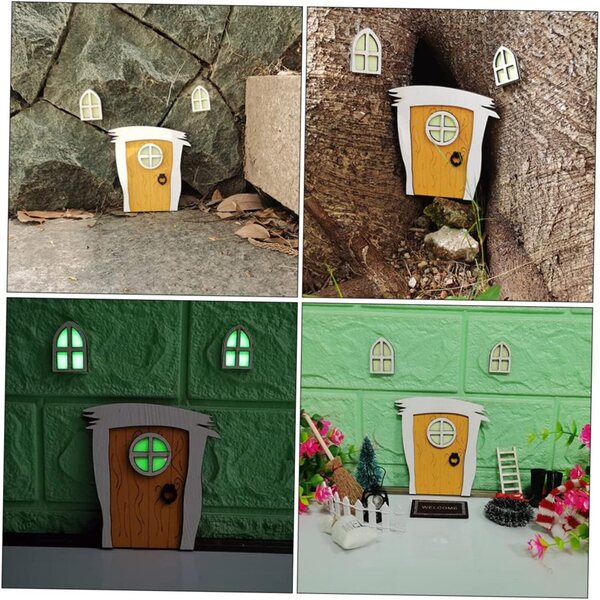 STOBOK Set 5 Porte e Finestre Miniature in Legno Decorazione Fata per Giardino