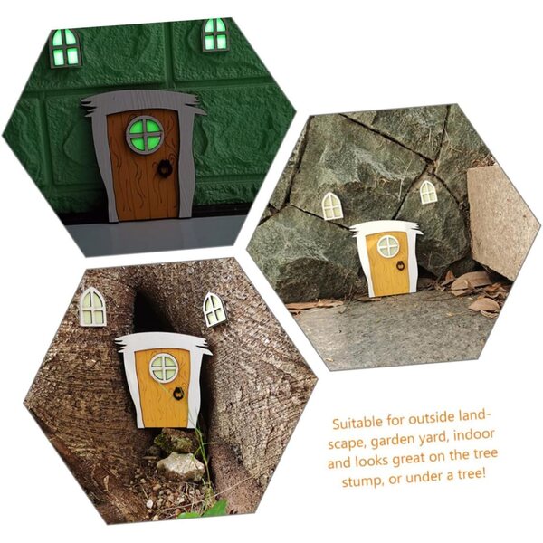 STOBOK Set 5 Porte e Finestre Miniature in Legno Decorazione Fata per Giardino