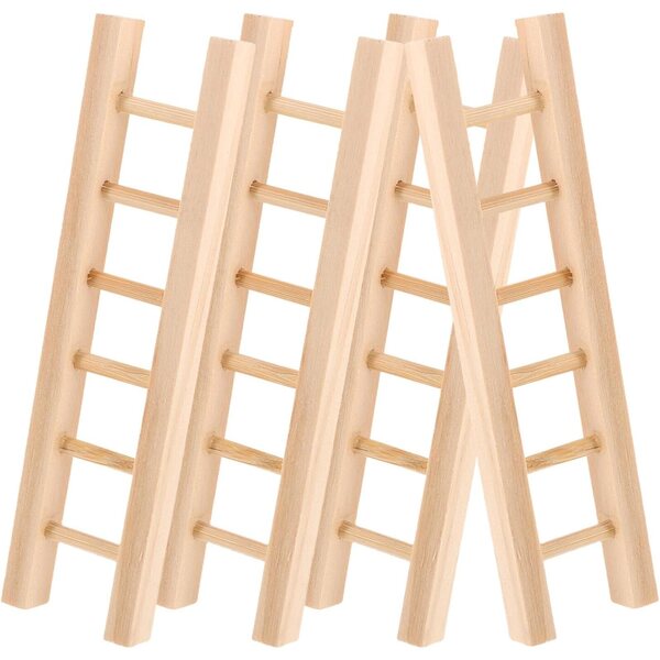 ifundom Mini-Holztreppen-Set, 4-teilig, für Puppenhäuser und DIY-Dekorationen