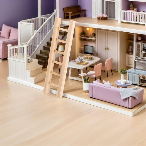 ifundom Mini-Holztreppen-Set, 4-teilig, für Puppenhäuser und DIY-Dekorationen
