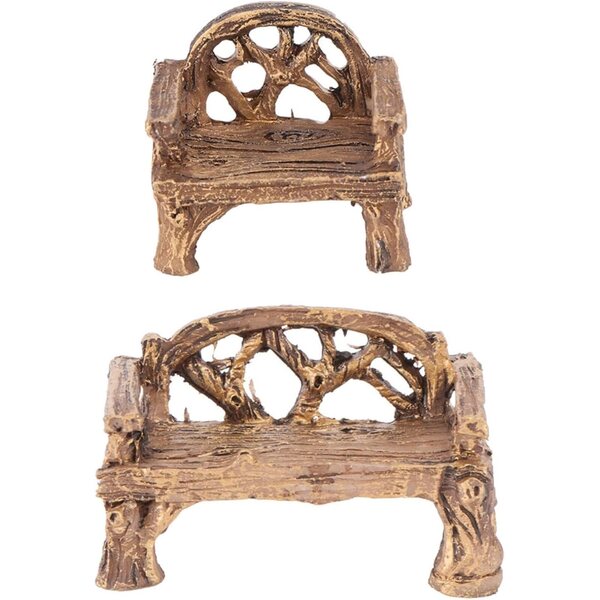 Happyyami Set 2 Miniature Tavolo e Sedia in Resina per Decorazione Giardino 5x3cm