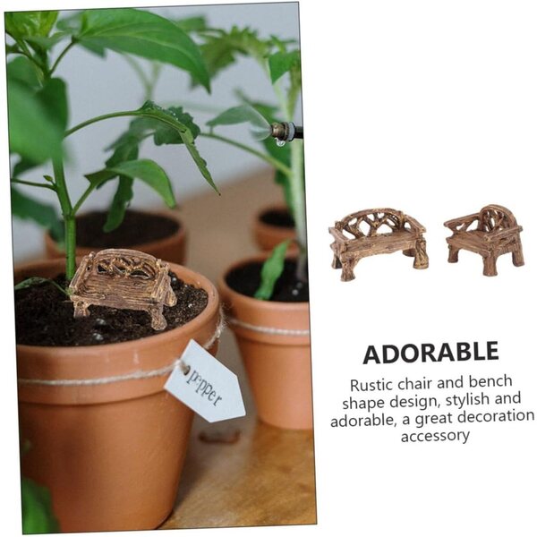 Happyyami Set 2 Miniature Tavolo e Sedia in Resina per Decorazione Giardino 5x3cm