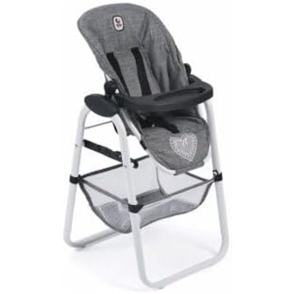 Chaise Haute inclinable per bambole fino a 50 cm - Tessuto Jeans Grigio Cuore