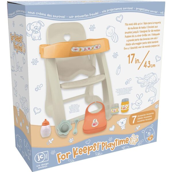 Hochstuhl für JC Toys robuste und realistische Puppen bis 43 cm – Zubehör inklusive